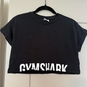 Gymshark Cropped Black Tee with White Logo
